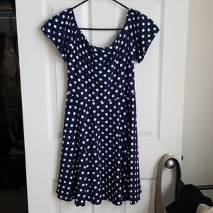 Blue wite poka dot dress
